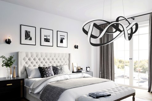 Pendant LED Lamp TOOLIGHT APP820-CP Modern EVE Black + remote control 1-light point 70 W 49x20cm
