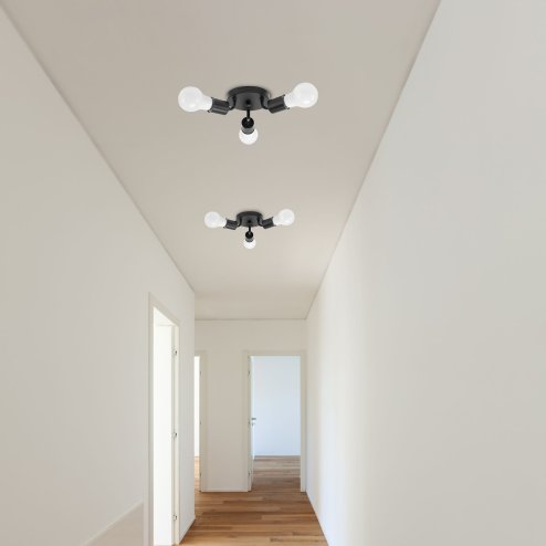 Ceiling Lamp Chandelier TOOLIGHT APP701-3C Triangle Metal Black 3-light points E27 20x20x8Cm