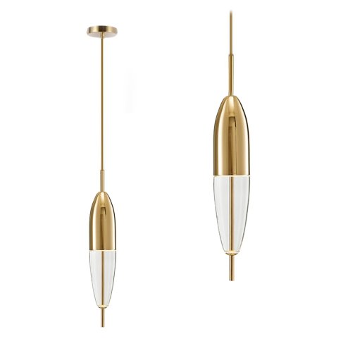 Pendant LED Lamp TOOLIGHT APP549-1CP Glass Metal Gold 1-light point 9x9x60-140cm