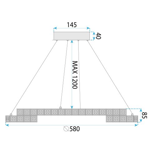 LED HANGING CEILING LAMP TOOLIGHT APP1770-CP CHROME 60CM