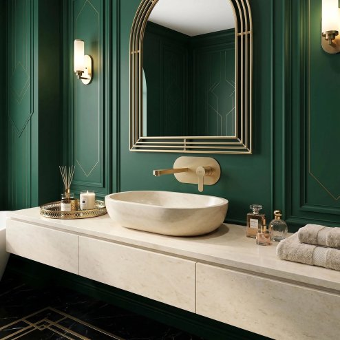 Concealed Washbasin Tap Rea Arcos Brush Gold