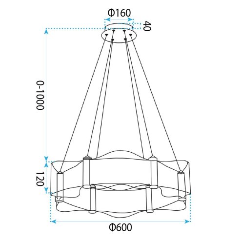 CEILING LAMP CHANDELIER REA G151-CP GOLD 60CM