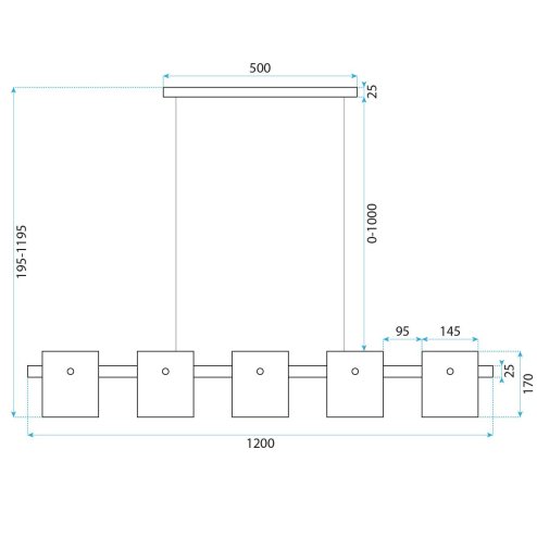 CEILING LAMP CHANDELIER TOOLIGHT APP1706-5CP GREY