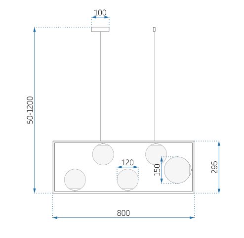 Pendant Lamp TOOLIGHT APP1020-5CP Gold 5-light points G9 12x80x29,5x50-120cm