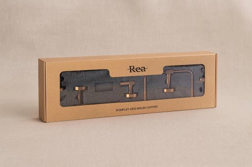 BATHROOM HOOK SET REA GRID BRUSH COPPER 4 PIECES