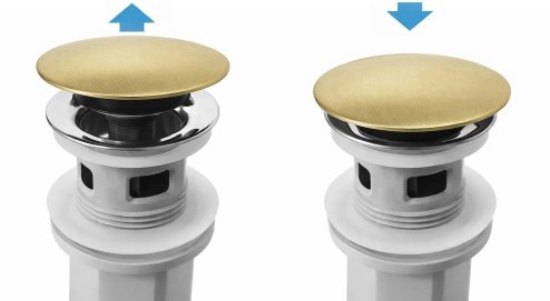 UNIVERSAL CLICK-CLACK WASHBASIN SIPHON REA FLOW BRUSH GOLD