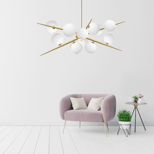 Pendant Lamp TOOLIGHT APP998-12CP Gold 12-light points G9 65x70x90cm