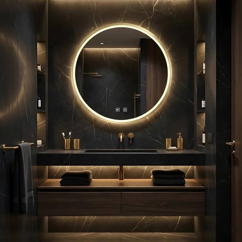 Bathroom LED Mirror REA MMJ 80cm Brushed Rose Gold