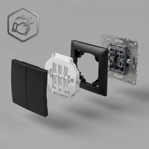 Toolight Double Switch With Frame Oste Jnh007-w Black