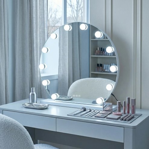 MIRROR REA HOLLYWOOD WHITE 50CM LED
