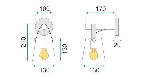 Wall Light Toolight APP467-1W E27 white / brown