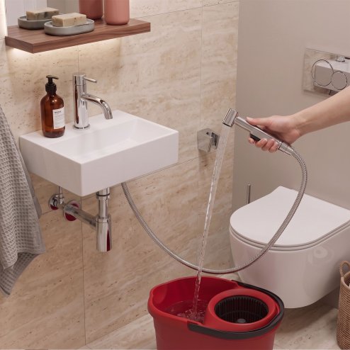 Rea Washbasin Faucet With Bidet Hand Shower Lungo Chrome 12X4X17Cm