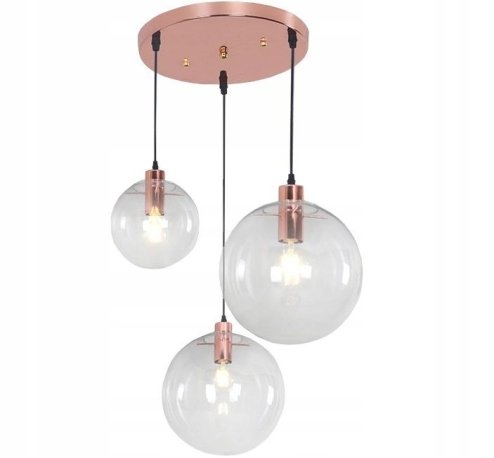 Pendant Lamp TOOLIGHT APP041-1CP LASSI Glass 3 Balls Rose-Gold 20-25-30cm E27