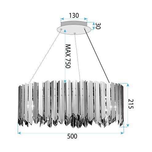 CEILING LAMP CHANDELIER TOOLIGHT APP1763-8CP 50CM CHROME GOLD