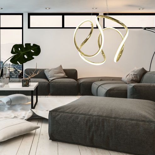 Pendant LED Lamp TOOLIGHT APP386 Modern Metal Gold + remote control