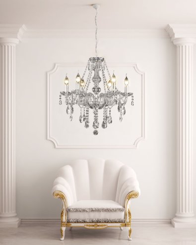 Chandelier Toolight 392183 Crystal Chrome 6-light points E14 67,5x67,5x62cm