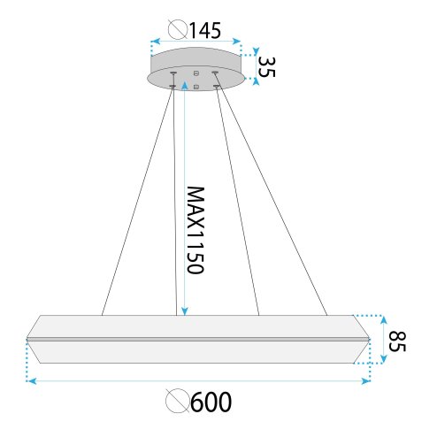 LED HANGING CEILING LAMP TOOLIGHT APP1768-CP GOLD 60CM