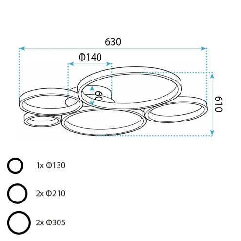 Ceiling Lamp Toolight App1911-C Black Led Black