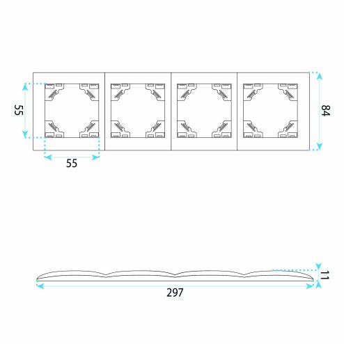 Toolight Quadruple Socket Frame Oste Jnh016-4f Beige