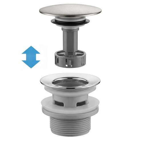 UNIVERSAL CLICK-CLACK WASHBASIN SIPHON REA FLOW BRUSH NICKIEL