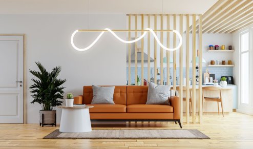 Pendant LED Lamp TOOLIGHT APP854-CP LONG Gold 1-light point 60W 120x26cm