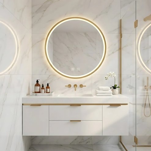 Bathroom LED Mirror REA MMJ 60cm Brushed Rose Gold
