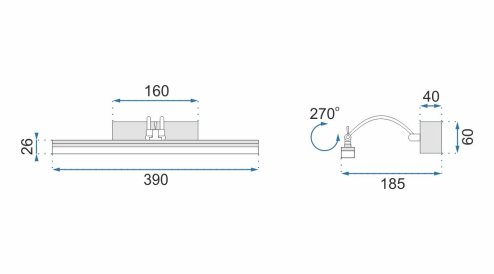 Bathroom Wall LED Light TOOLIGHT APP372-1W Chrome 9W 40cm