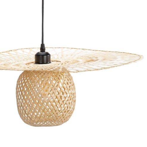 Pendant Lamp TOOLIGHT APP881-1CP Black Brown Metal Bamboo E27 1-light point