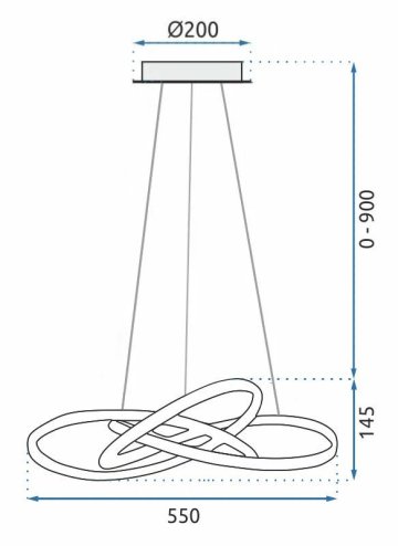 Pendant LED Lamp TOOLIGHT APP393-CP Modern Ring Chrome + remote control 1-light point 40W 55x55x14,5cm