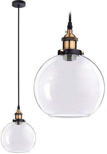 Pendant Lamp TOOLIGHT APP044-1CP GreenO B Black Metal Glass Ball E27