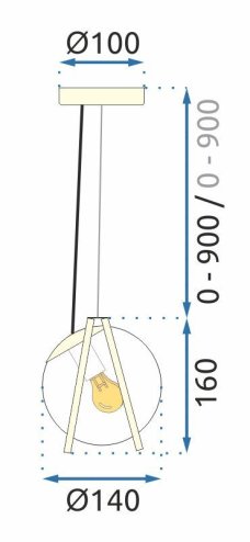 Pendant Lamp TOOLIGHT APP1089-1CP Gold Transparent Ball 1-light point E27 14x14x16-106cm
