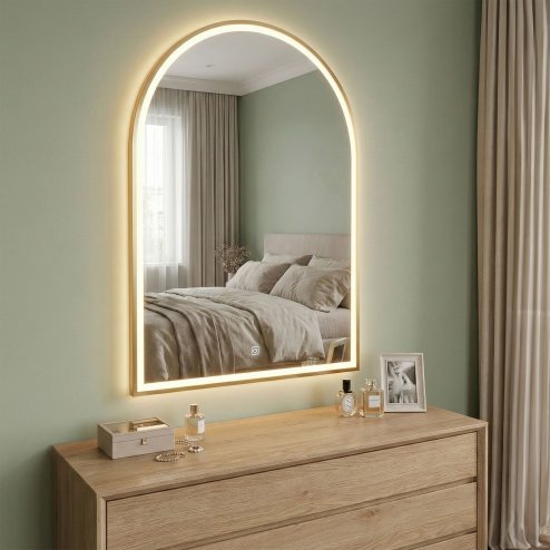 MIRROR REA DART BRUSH GOLD 60X100 LED