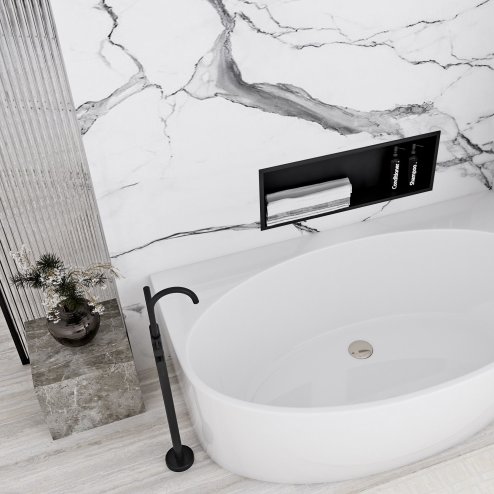 Built-in Stainless Steel Bathroom Shelf 30X60 Black Matt