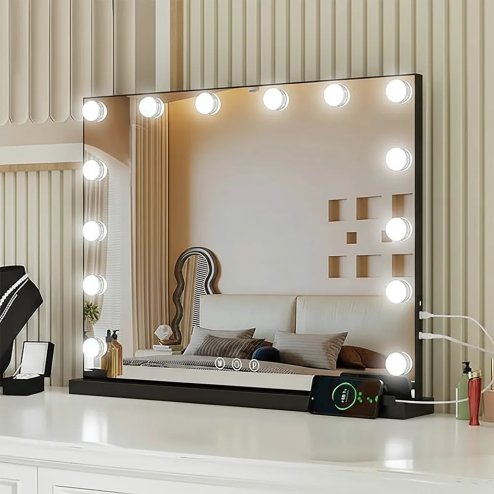 Mirror Rea Hollywood 58X45 Led Black