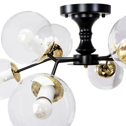 Chandelier Toolight APP1135-8C Black Gold Glass Balls E27 8-light points