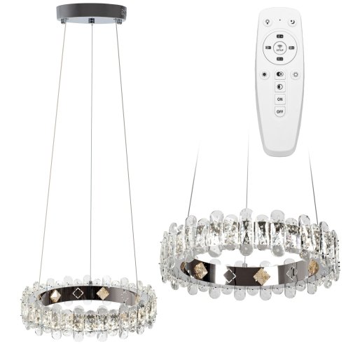 Pendant LED Lamp TOOLIGHT APP1041-CP Cristal + remote control Round 1-light point 44 W 39x39x10-102cm