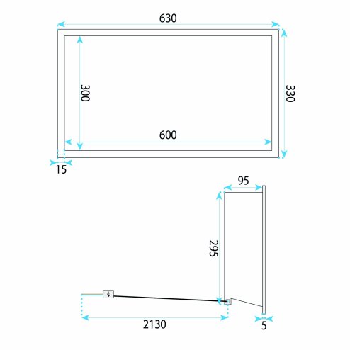 BATHROOM SHELF REA LED BLACK 30X60