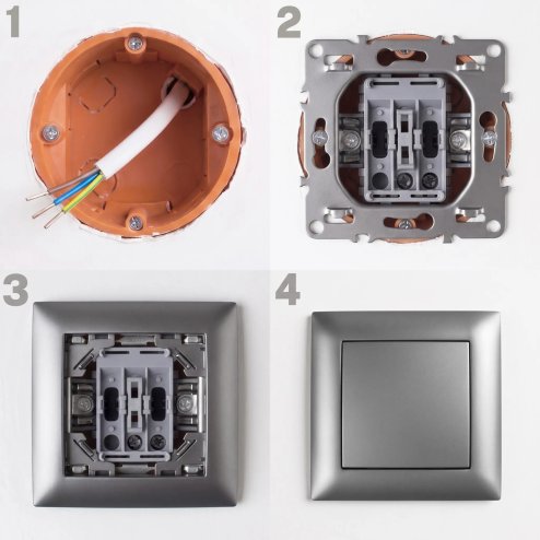 Toolight Single Switch With Frame Oste Jnh006-w Grey