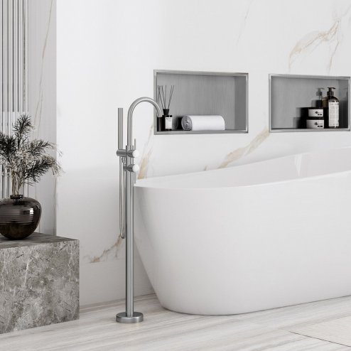 Built-in Stainless Steel Bathroom Shelf 30X45 Brushed Steel