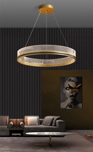 Pendant LED Lamp TOOLIGHT APP1190-CP 60cm Gold Metal Plastic