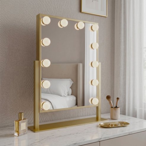 Mirror Rea Style Led Gold