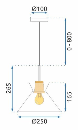 Pendant Lamp TOOLIGHT APP1183-1CP B Black Gold Metal Glass E27 1-light point