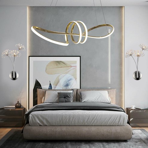 Pendant LED Lamp TOOLIGHT APP824-CP Modern Gold + remote control 1-light point 70 W 73x25cm