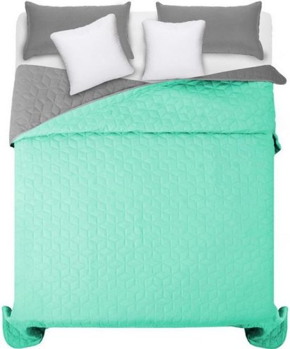 bedspread- quilted/double-sided Diamante Mint / L.Grey