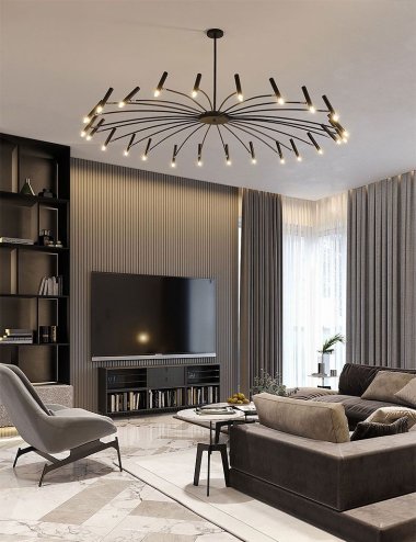 Pendant Lamp TOOLIGHT APP1196-15CP Black Metal G9 15-light points