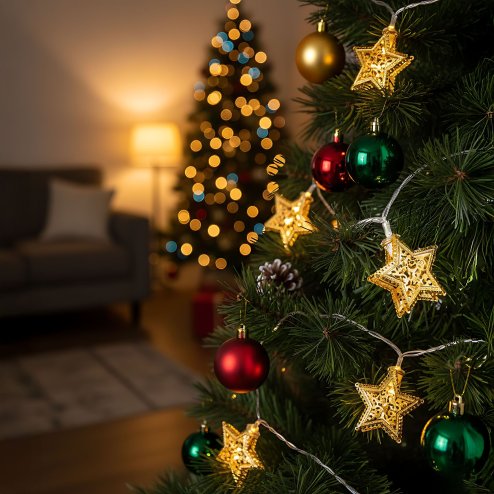 Christmas tree lights Garland LED Gold Stars