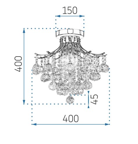Chandelier Toolight APP784-3C Crystal 3-light points E14 40x40x40cm