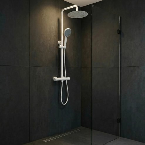 Shower Set Without Spout With Thermostat Rea Lungo White