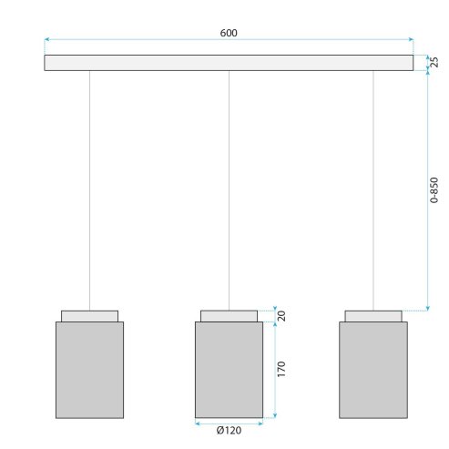 CEILING LAMP CHANDELIER TOOLIGHT APP1812-3CP GREY