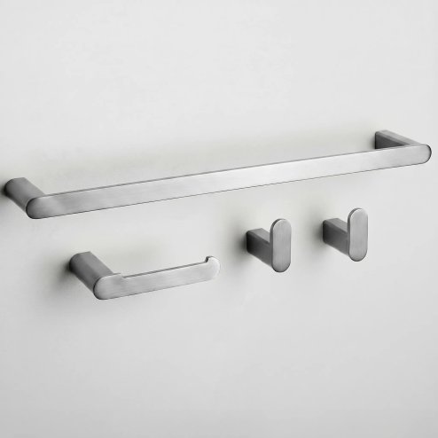 Set Of Bathroom Hangers Rea Mati Brush Nickel